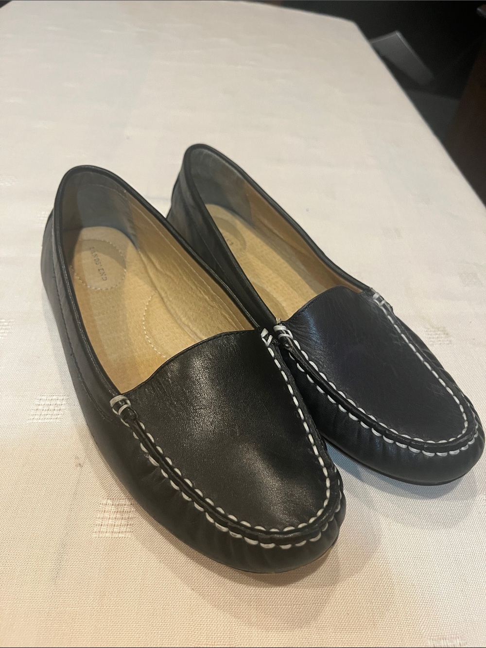 Lands’ End Black Leather Loafer size 8 women’s